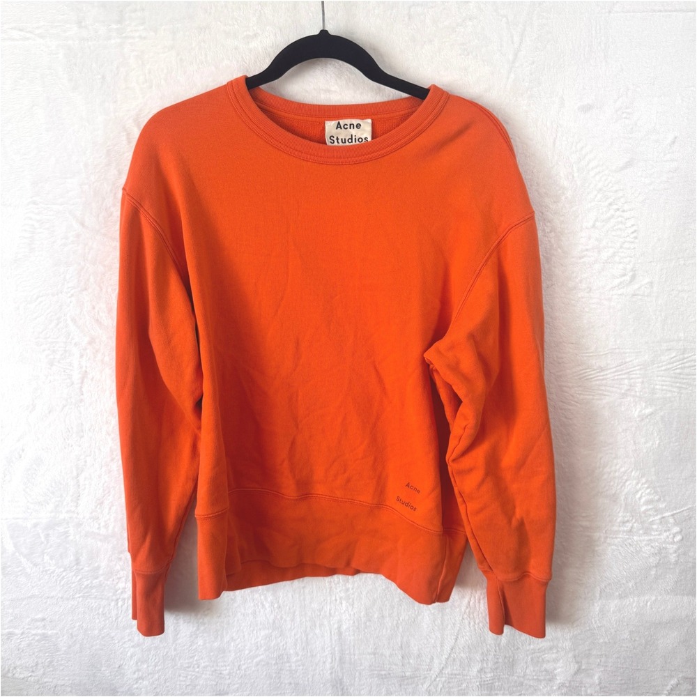 Acne Studios Orange Cotton Crew Neck Sweatshirt Long‎ Sleeve Casual Top SZ L